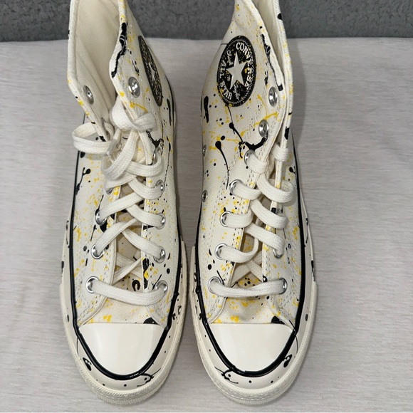 Converse Shoes Womens 7 Mens 5 Off-White Paint Splatter Chuck 70 Hi Sneakers NEW - Picture 7 of 9
